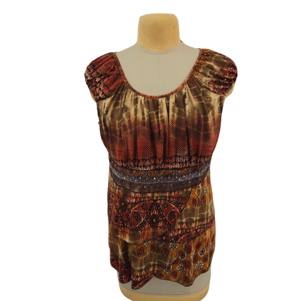 Venezia Womens Plus Size 14/16 Boho Tiered Sequins Blouse Whimsigoth Festival